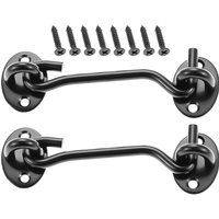 2Pcs 3-16inch Window Cabin Hooks and Eye Latch Lock for Patio Doors Shed Gate Catch Silent Holder Stainless Steel with Screws