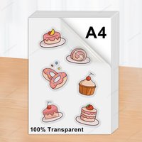 100% Transparent Printable Vinyl Sticker Paper Self-adhesive 10 Sheets A4 Glossy White Copy Paper DIY Labels for Inkjet Printer