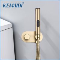 KEMAIDI Brush Gold Bathroom Bidet Faucets Wall Mount Bidet Sprayer for Toilet Hot Cold Water Mixer Toilet Bathroom Bidet Shower