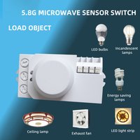 AC 85V-250V 5.8GHz Microwave Radar Sensor Switch Body Motion Detector For LED Light Sensors Switches