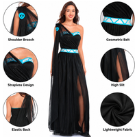 Griechisches Göttinnen-Kostüm für Damen Einschultriges Tüll-Maxikleid Halloween Römische Königin Cosplay Abendkleid