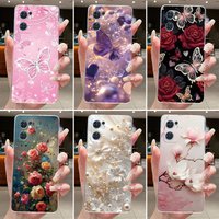 Case For OPPO Reno 7 5G Fashion Butterfly Flowers Clear Soft TPU Back Cover for OPPO Find X5 Lite / Reno7 5G CPH2371 Phone Case