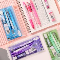 6-teiliges Studenten prüfungs briefpapier, 2 stücke schwarzer Tinten gel stift, 1-teiliges Zeichen lineal, 1-teiliger Bleistift 1-teilige Bleistift nachfüllung 1-teiliger Radiergummi, Lea