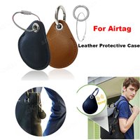 For Airtag Leather Protective Case Anti-lost GPS Tracker Holder With Keychain for Air tag Bag Cat Dog Collar Cover Accessories