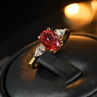 18K rose gold ladies' ring, natural 2-carat ruby with diamond jewelry, jewelry box, natural gemstone ring, ladies' jewelry set