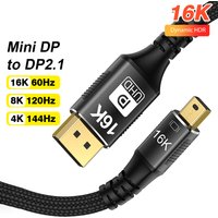 16K Mini DisplayPort to DisplayPort 2.1 Cable DP1.4 Bidirectional Conversion Cable 80Gbps 8K@120Hz for MacBook Air Projector