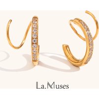 La.Muses Creative CNC inlay craft creative spiral Gold Silver Color 316L Stainless steel earrings woman jewelry trend 2024