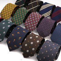 New Fashion Mens Tie 7.5cm Striped Floral Paisley Green Dark Color Necktie Fit Wedding Party Meeting Business Slim Narrow Cravat