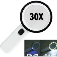 30X Magnifying Glass with LED Light Handheld Magnifier for Reading Jewelry Inspection Repair and Stamp Collecting Work