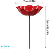 【N】Handmade Metal Flower Garden Stake, Large Bee Bird Waterer, Outdoor Yard Art Decor, Iron Floral Sculpture For Lawn Ornament