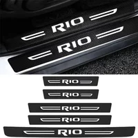 Carbon Fiber Car Door Sill Threshold Anti Scratch Stickers Waterproof Decals Tape Interior for KIA Rio Logo 3 2 4 1 Accessories