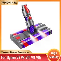 Upgraded Double Soft Roller Brush Head with LED Light For Dyson V7 V8 V10 V11 V15 Vacuum Cleaner Part Free Rotatable Floor Brush