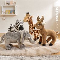 Hot 1pc Standing Animal Series Plush Toy Giraffe Elephant Zebra Elk Plush Doll Home Decor Stuffed Dolls Adorable Gift For Child