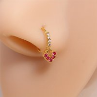Fashion Red Heart Pendant Nose Ring for Women Fake Septum Piercing Tragus Piercing Body Jewelry