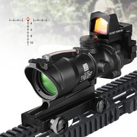 4x32 Scope Mini Red Dot Sight Combo Real Fiber Optic Chevron Crosshair Reticle Optics Hunting Scope for 20mm Picatinny Rail