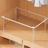 Single-Layer Transparent Acrylic Display Stand Desktop Storage Rack Supermarket Product Display Shelf, 5/10/15/20 cm Height