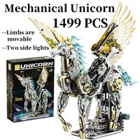 1499+PCS Mechanical Unicorn,Creative Flying Horse with Light&Swingable Building Blocks Kids Assembly DIY Toys Xmas Birthday Gift