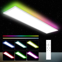 LED-Flächenleuchte 120 x 30 RGB, 40 W dimmbare Deckenleuchte mit Fernbedienung, 3000 K–6500 K mit Speicher, für Wohnzimmer/Küche/Büro