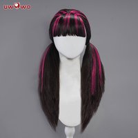 IN STOCK UWOWO Draculauraa Cosplay Wig Long Hair 60CM Long Black Pink Wig Heat Resistant Halloween Cosplay Outfit Wig
