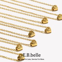 E.B.belle Minimalist Small Love Initial Necklace Jewelry Stainless Steel 18k Gold Plated Mini Heart Letter Pendant Necklace