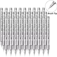 1/20/50pcs Gold Silver Brush Metallic Marker Pens White Permanent Art Markers For Ceramics Resin Crafts Scrapbooking Painting