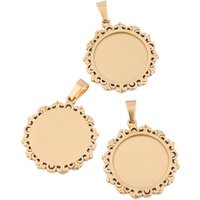 5pcs Stainless Steel Filigree Cabochon Setting Blanks 20mm Bezel Pendant Base For Necklace Jewelry Mkaing Diy Findings