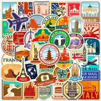 50Pcs Mix World Famous Buildings Travel City Stickers Landmark Landscape Decals DIY Phone Luggage Laptop Skateboard Sticker