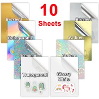 10 Sheets A4 Holographic Printable Vinyl Sticker Paper Waterproof Self-adhesive Rainbow Laser Inkjet Stickers For Inkjet Printer
