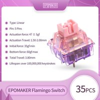 35 Pieces EPOMAKER Flamingo Switches Set Linear Factory Lubed Switch POM Stem Dual Spring PC Housing Mechanical Keyboard