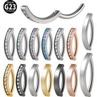1PC G23 Titanium Navel Piercing Fire Opal Simple Belly Button Ring Cz Reverse Curved Glossy Snap Belly Piercing Body Jewelry
