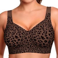 Leopard Jelly Bra Wireless Supportive Bras No Underwire Push Up Full Coverage Seamless Bralette Plus Size Underwear for Women