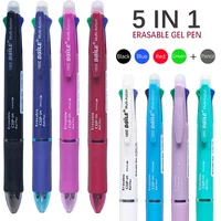 Creative 5 In 1 Erasable Gel Pen 0.7mm Blue Black Red Green Magic Refills 0.5mm Mechanical Pencil Writing Painting Stationery