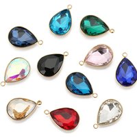 5pcs Stainless Steel Water Droplet Pendant Faceted Glass Crystal Charms for Bracelets Earring Necklace Jewelry Making Supplies