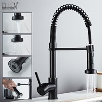 Deck Montiert Flexible Küche Armaturen Pull Out Mixer Tap Schwarz Heißer Kalten Küche Wasserhahn Frühling Stil mit Spray Mischer Wasserhähne e9009