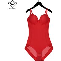 Wechery Red Top Women Camisole Bodysuit Body Shaper Butt Lift Lace Open Crotch Slim-fit Female Clothing
