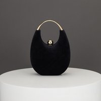 Velvet Sequin Evening Bag for Women Soft Polyester Urban Simple Style Dumpling Bag Lady Wedding Gown Bag Banquet Bag