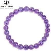 JD Geniune Amethyst Natural Crystal Bead Bracelet for Women Pulsera Quartz Bracelet Handmade Healing Stone Yoga Jewelry Female
