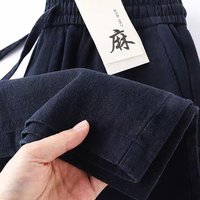 Lightweight Breathable ey Blue Pure Linen Pants Summer Thin Color Blo Casual Trousers for Women Comfortable Loose Fit