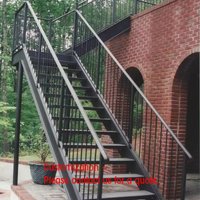 custom.Exterior Staircase Design Prefabricated Steel Stairs Black Powder Coated Outdoor Straight Stairs