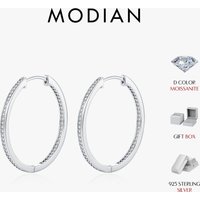 MODIAN D Color Moissanite Earring 925 Sterling Sliver White Gold Plated Big Hoop Earring for Women Wedding Party Jewelry