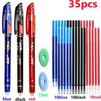 35pcs Erasable Ballpoint Pen Set With Built-In Eraser - Smooth Writing, Fine Point (0.5mm) For Office And School Supplies