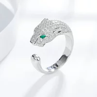 Noble 925 Sterling silver noble Crystal leopard head Rings for women lady men casual fashion party wedding engagement Jewelry