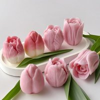 【Peace】1Pcs Handmade Scented Candle Plaster Resin Molds DIY Flowers Tulip Silicone Mold Cookies Chocolate Candy Baking Tool