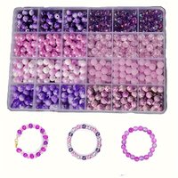 720pcs, Purple Mermaid Princess Bead Crack Bead Ink Pattern Bead Matte Bead Set Two Color Bead Set Box, Can Be Used as Christmas