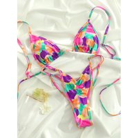 Extreme Print Bikini for Women Cut Out Swimwear Low Waist Swimsuit Micro Bikinis Set Bathing Suit Triangle Beachwear 2024
