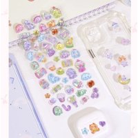 Cartoon 3D stickers, cute animal crystal stickers, transparent 3D relief stickers for girls, fun mobile phone stickers