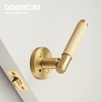 DOOROOM US Standard for 2-1/8" Hole Brass Privacy Passage Lock Set Stripe Lever Round Panel Interior Door Closet Dummy Handle