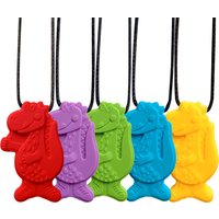 1/5pcs Dinosaur Silicone Teether Baby Teething Toys Sensory Chewable Necklace Silicone Food Grade Teether Oral Motor Tools