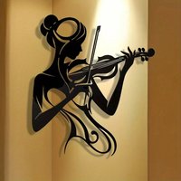Elegant Violin Girl Metal Wall Art - Vintage Style Decor, Perfect Gift for Music Enthusiasts