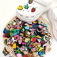 30pcs Random Pattern Shoe Charms Set For Clogs Bogg Bag Bubble Slides Sandals, PVC Shoe Decorations Beach Bag Accessories Gift